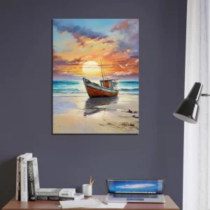 bateau de pêcheur échoué sur le sable