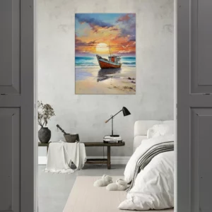 bateau de pêcheur échoué sur le sable