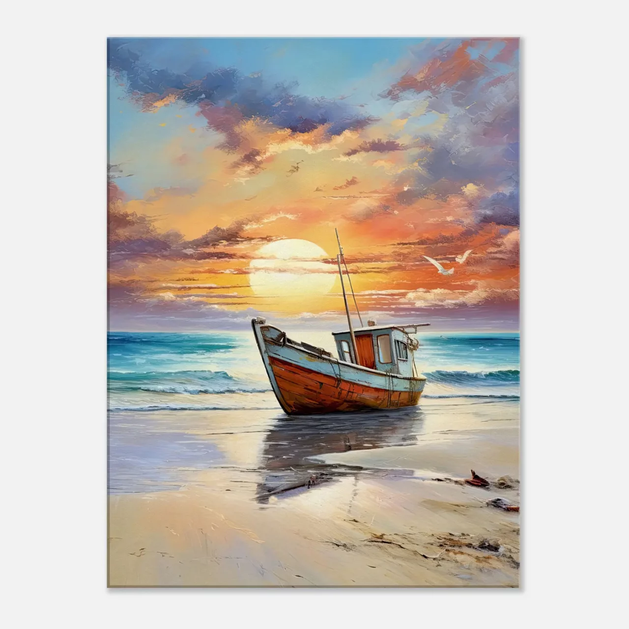 bateau de pêcheur échoué sur le sable