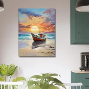 bateau de pêcheur échoué sur le sable