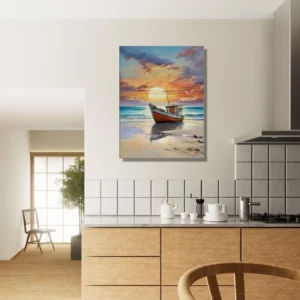 bateau de pêcheur échoué sur le sable