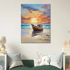 bateau de pêcheur échoué sur le sable