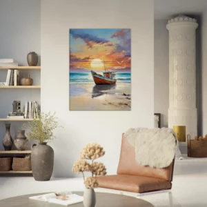 bateau de pêcheur échoué sur le sable