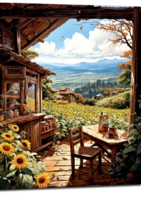 cabane dans les tournesols