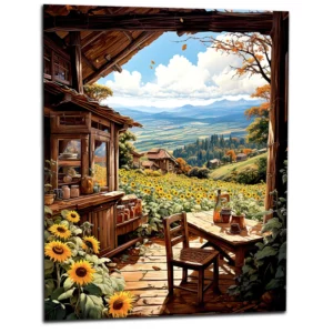 Cabane dans les tournesols