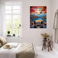 café d'automne au bord du lac