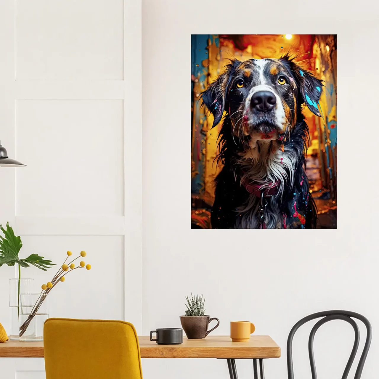 chaos artistique canin chien et peinture