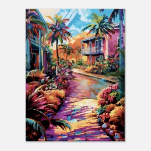 chemin tropical et village coloré de guadeloupe