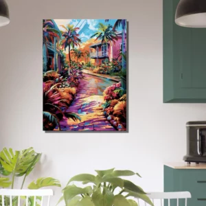 chemin tropical et village coloré de guadeloupe