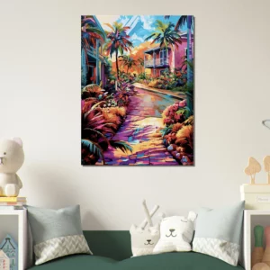 chemin tropical et village coloré de guadeloupe