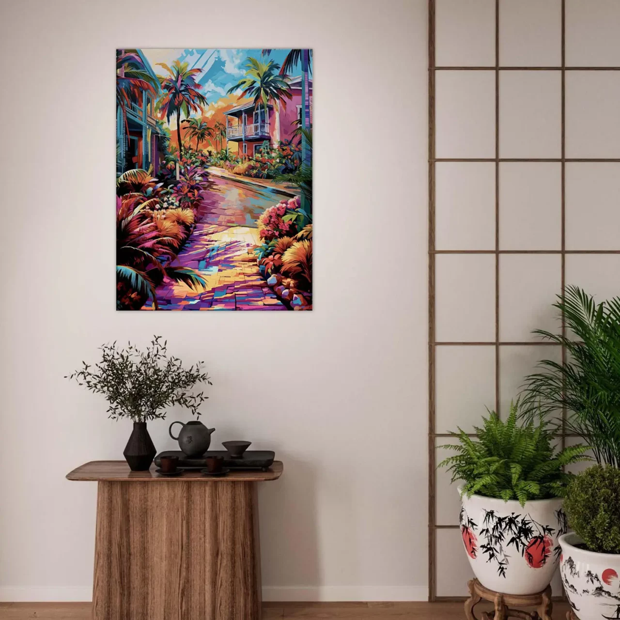 chemin tropical et village coloré de guadeloupe