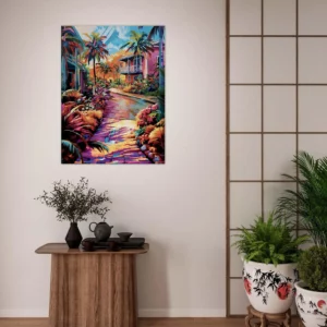 chemin tropical et village coloré de guadeloupe