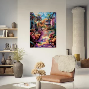 chemin tropical et village coloré de guadeloupe