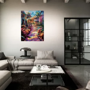 chemin tropical et village coloré de guadeloupe