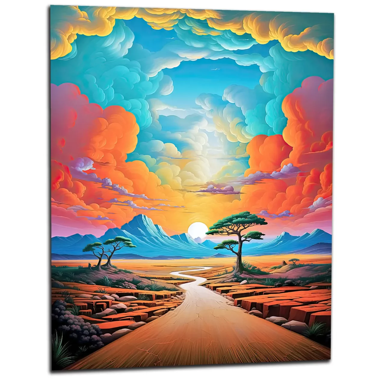 ciel surréaliste sur paysage désertique