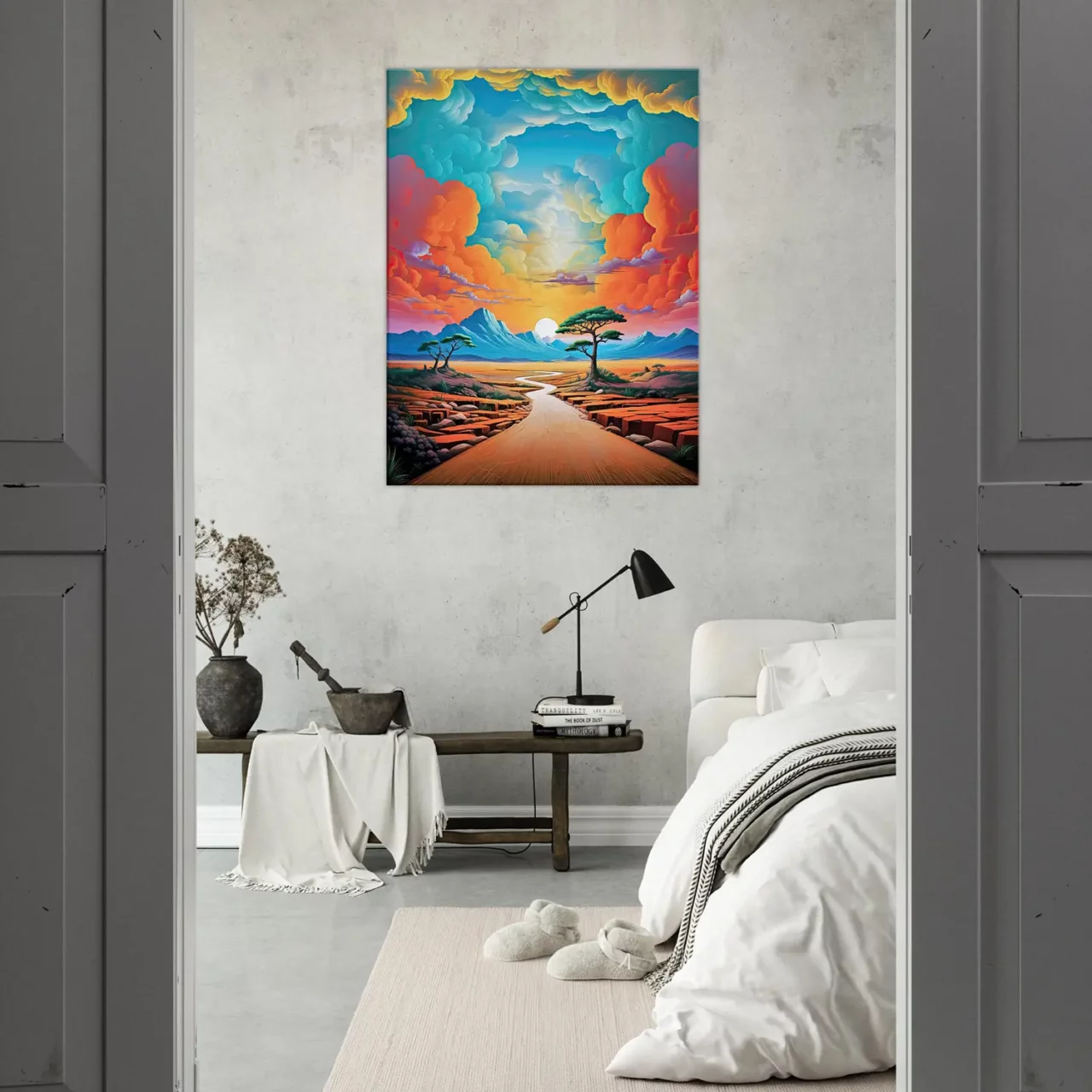 ciel surréaliste sur paysage désertique