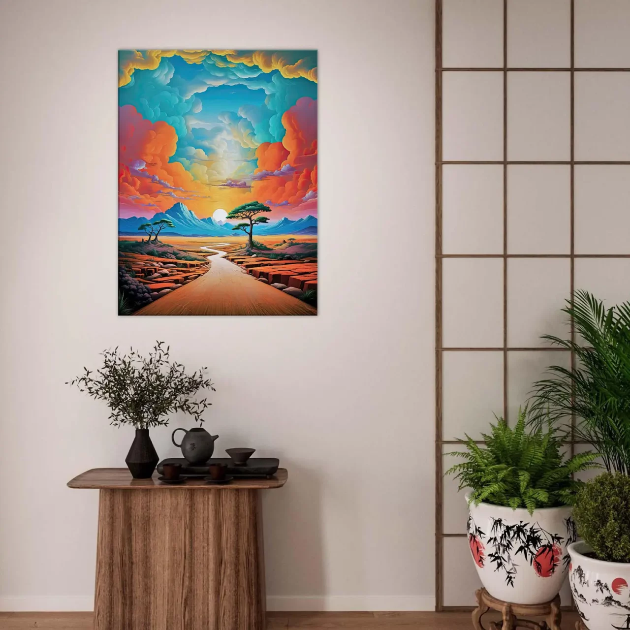 ciel surréaliste sur paysage désertique