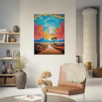 ciel surréaliste sur paysage désertique