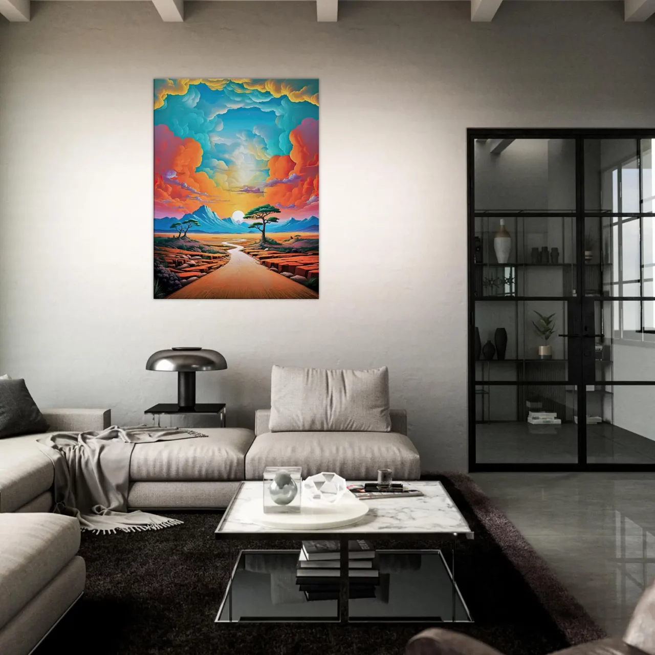 ciel surréaliste sur paysage désertique