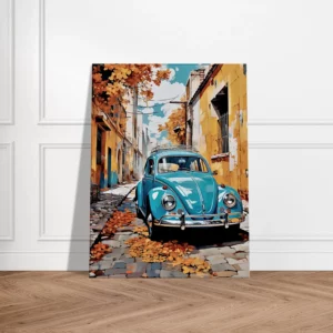 coccinelle bleue dans un village automnal