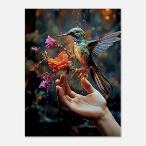 Cadre mural Colibri mangeant dans la main colibri mangeant dans la main