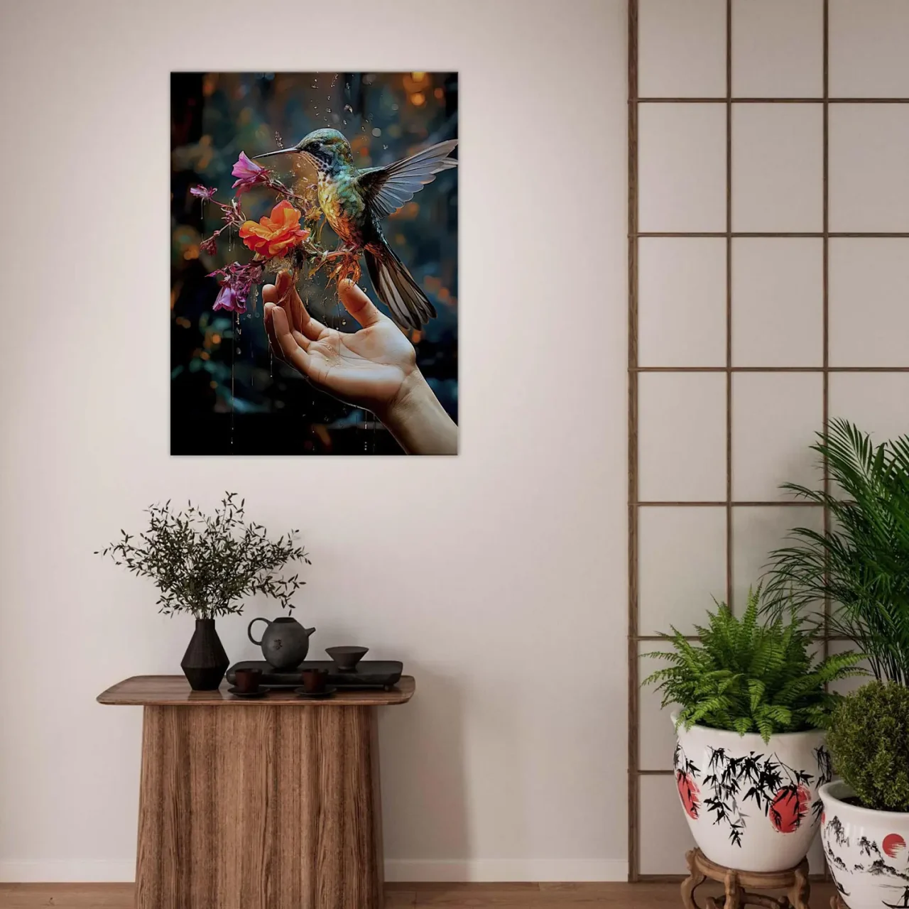 Cadre mural Colibri mangeant dans la main colibri mangeant dans la main