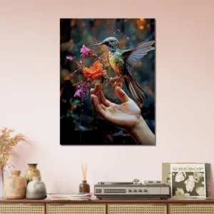 Cadre mural Colibri mangeant dans la main colibri mangeant dans la main