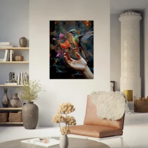 Cadre mural Colibri mangeant dans la main colibri mangeant dans la main