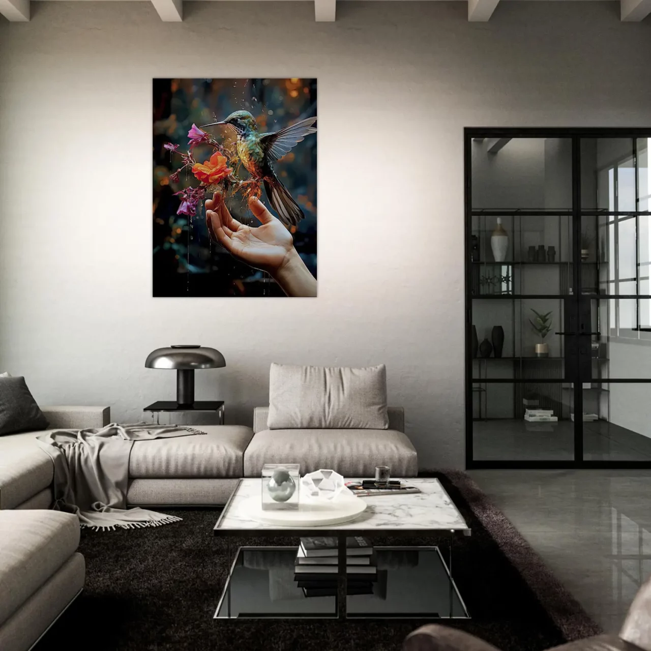 Cadre mural Colibri mangeant dans la main colibri mangeant dans la main