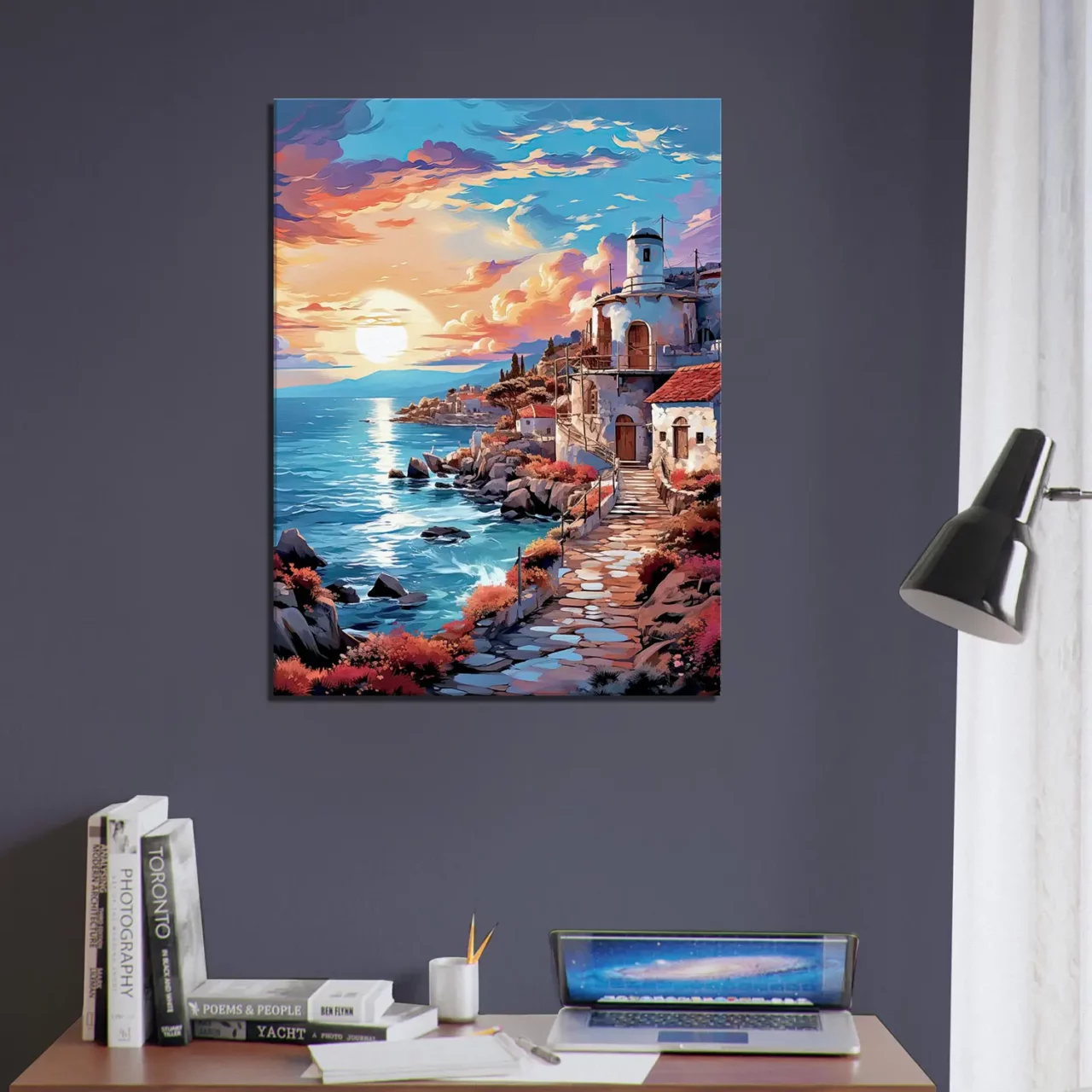 côte grecque au coucher du soleil