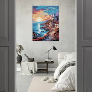 côte grecque au coucher du soleil