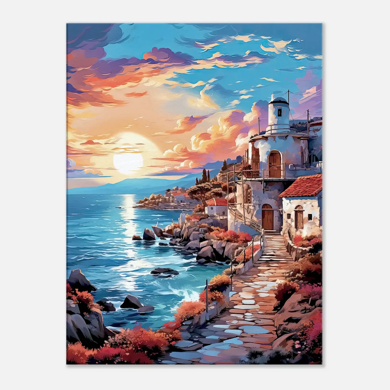 côte grecque au coucher du soleil