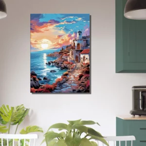 côte grecque au coucher du soleil