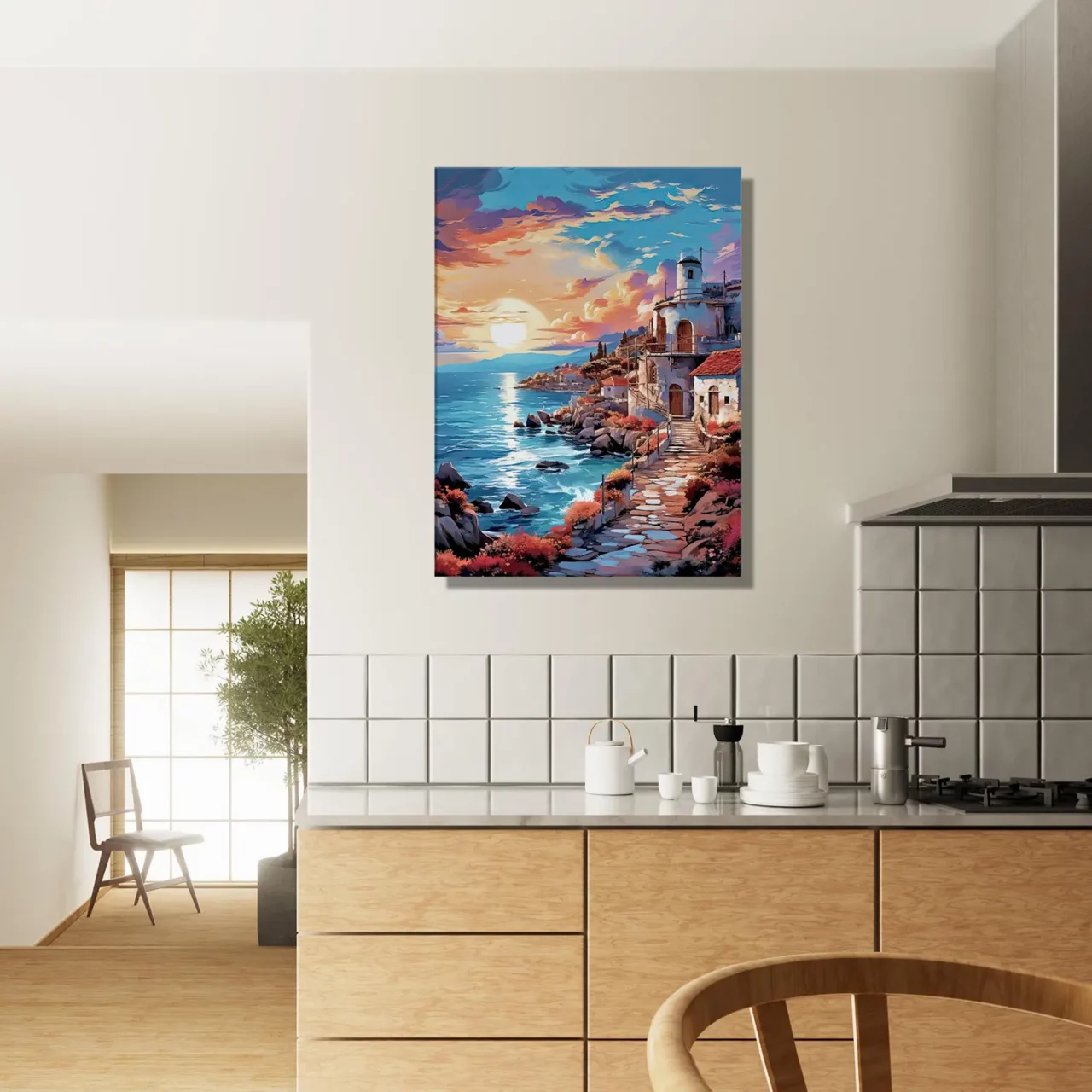 côte grecque au coucher du soleil