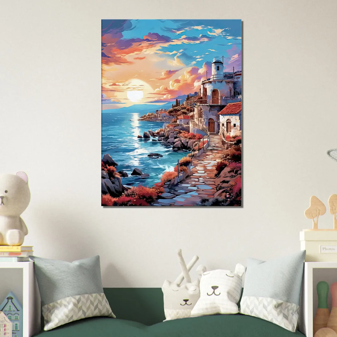 côte grecque au coucher du soleil