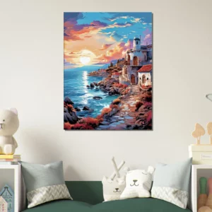 côte grecque au coucher du soleil