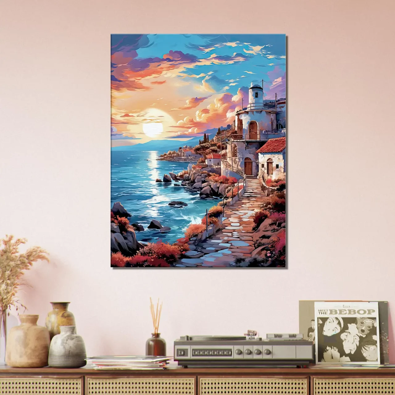 côte grecque au coucher du soleil