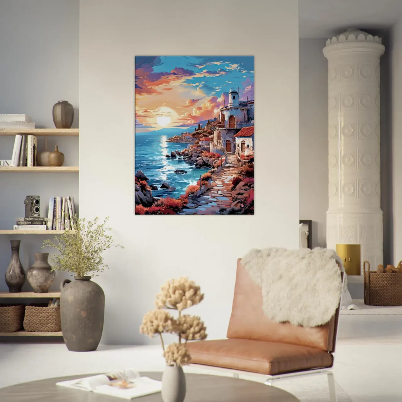 côte grecque au coucher du soleil