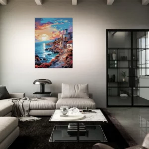 côte grecque au coucher du soleil