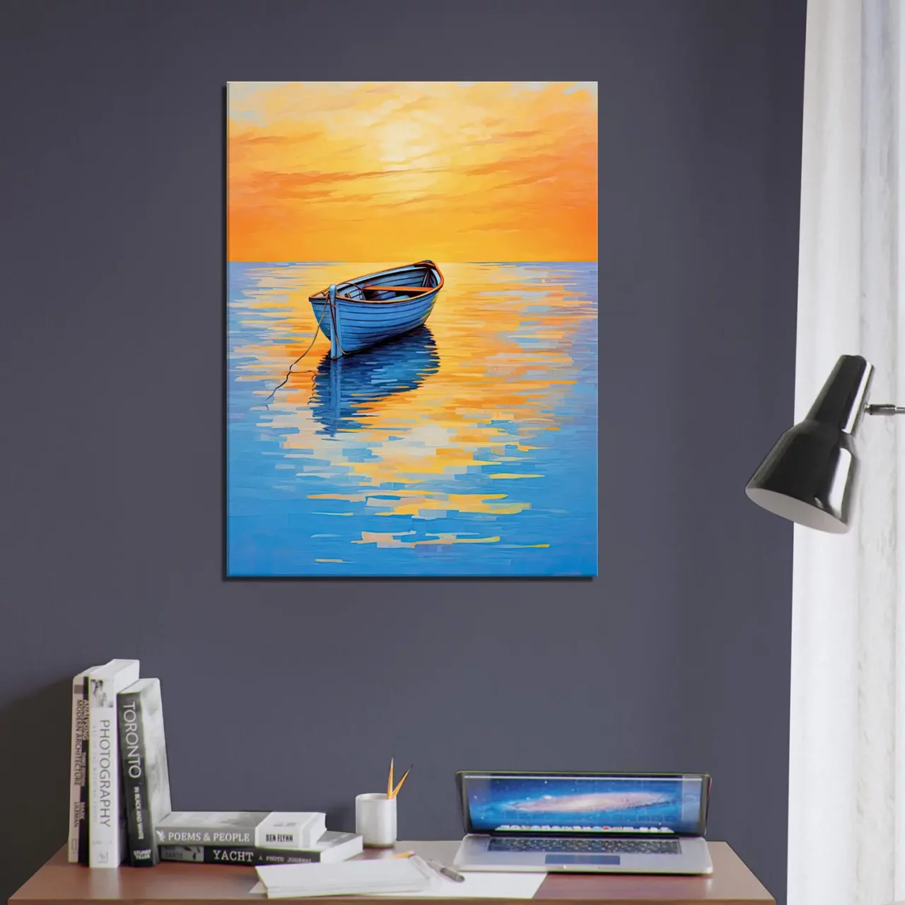 Tableau Coucher de soleil sur l’eau abstrait coucher de soleil sur l'eau abstrait