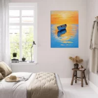 Tableau Coucher de soleil sur l’eau abstrait coucher de soleil sur l'eau abstrait