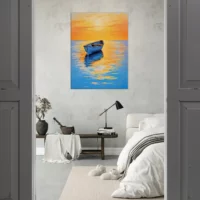 Tableau Coucher de soleil sur l’eau abstrait coucher de soleil sur l'eau abstrait