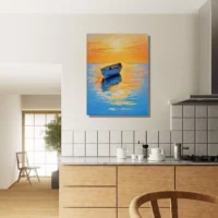 Tableau Coucher de soleil sur l’eau abstrait coucher de soleil sur l'eau abstrait