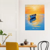 Tableau Coucher de soleil sur l’eau abstrait coucher de soleil sur l'eau abstrait