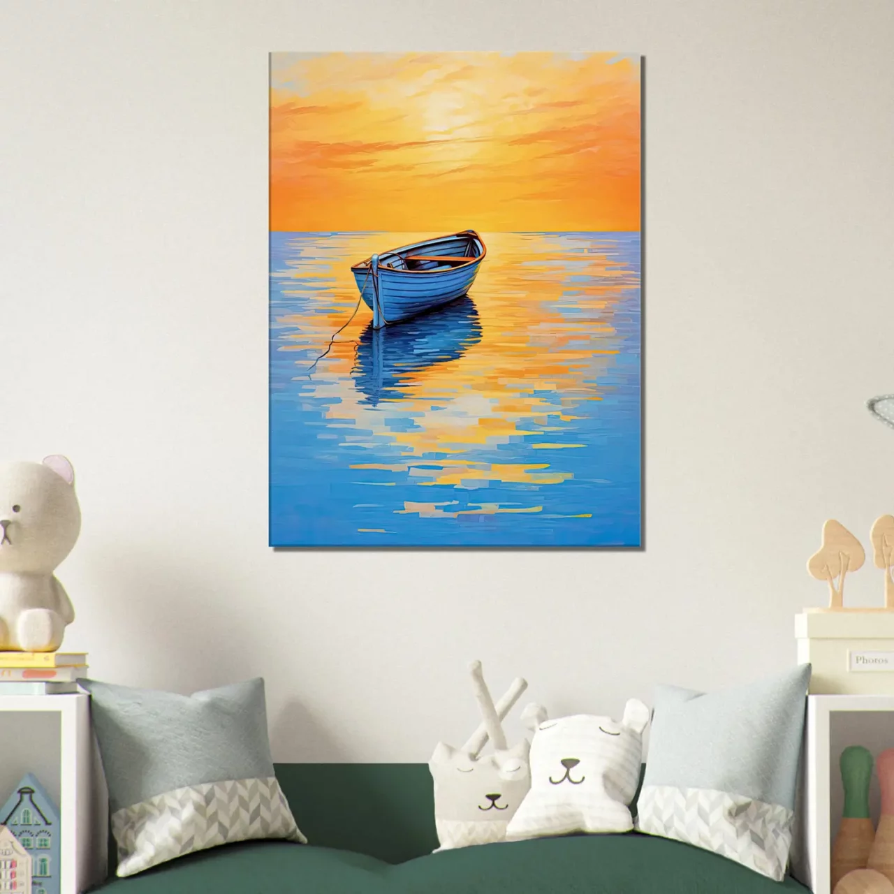 Tableau Coucher de soleil sur l’eau abstrait coucher de soleil sur l'eau abstrait