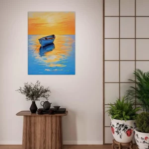 Tableau Coucher de soleil sur l’eau abstrait coucher de soleil sur l'eau abstrait