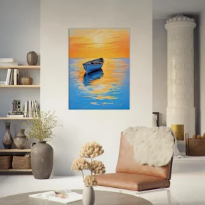 Tableau Coucher de soleil sur l’eau abstrait coucher de soleil sur l'eau abstrait