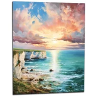 Tableau Coucher de soleil sur les falaises d’Etretat coucher de soleil sur les falaises d'etretat