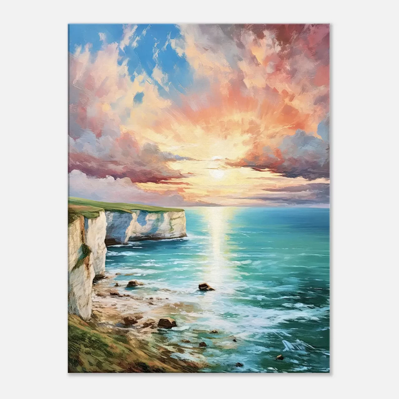 Tableau Coucher de soleil sur les falaises d’Etretat coucher de soleil sur les falaises d'etretat