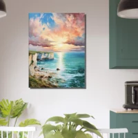 Tableau Coucher de soleil sur les falaises d’Etretat coucher de soleil sur les falaises d'etretat